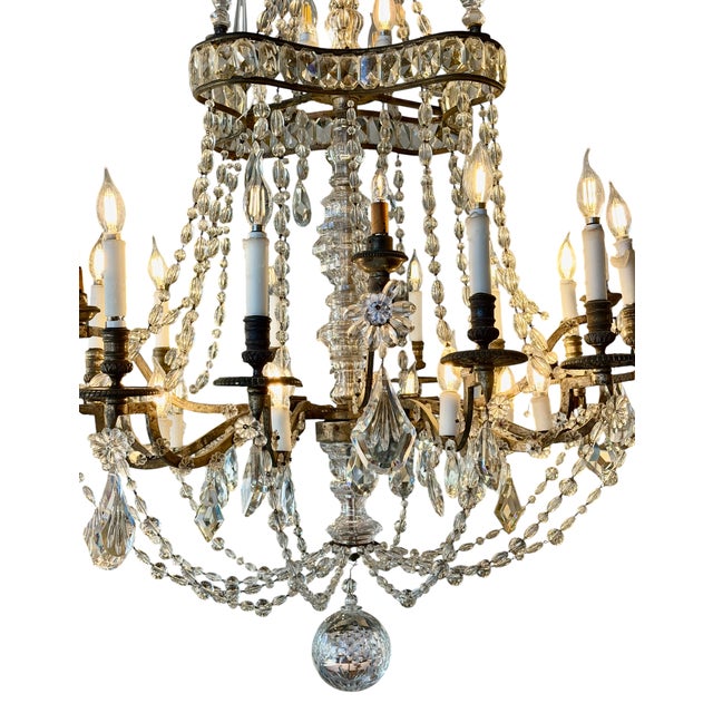 Paul Ferrante Antique Louis XIV Style French Crystal & Silvered Gilt Bronze Chandelier For Sale - Image 4 of 8