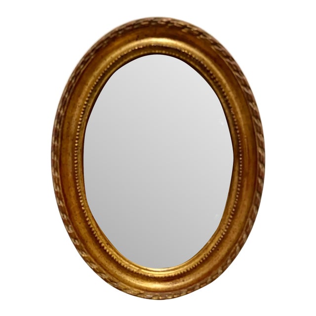 Vintage Gilt Italian Oval Mirror For Sale