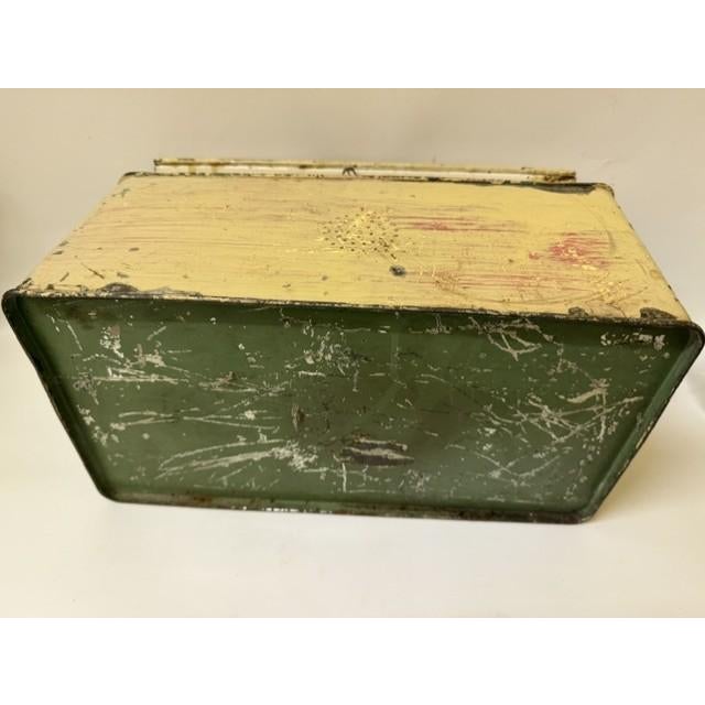 Mid 20th Century Primitive American Metal Bread Box With Original Green Under-Patina For Sale - Image 9 of 12