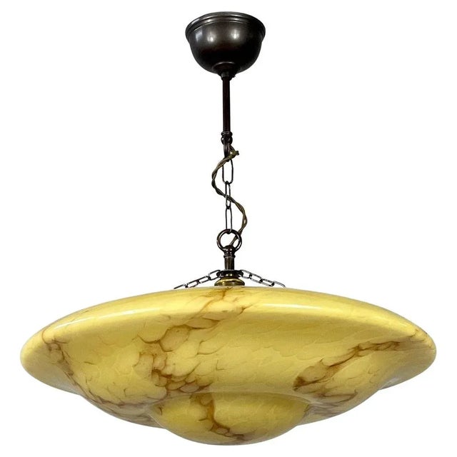 Marbled Opaline and Burnished Brass Pendant, Germany, 1930s For Sale - Image 17 of 17