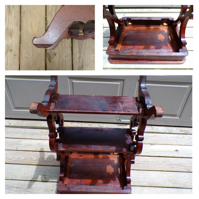 Antique Mahogany Empire Victorian Gothic Revival Trestle Lyre Nightstand Table For Sale - Image 18 of 18