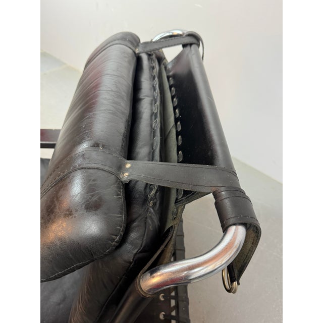 Brutalist Black Leather Armchair with Black Wooden and Metal Chrome Frame by Sonja Wasseur, Netherlands, 1970s For Sale - Image 17 of 18