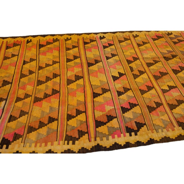 Tribal 1960s Vintage Turkish Kilim Orange Handmade Tribal Wool Runner For Sale - Image 3 of 8