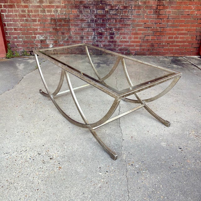 Contemporary Hollywood Regency Silver Leafed Coffee Table - Uttermost Attributed For Sale - Image 11 of 16