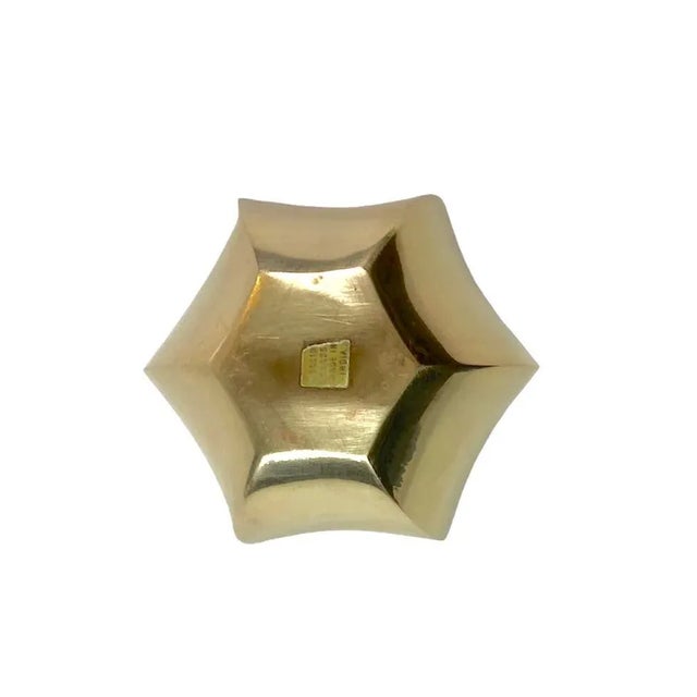 Mid-Century Modern Vintage Diminutive Brass Pinched Hexagonal Ball Vase For Sale - Image 3 of 10