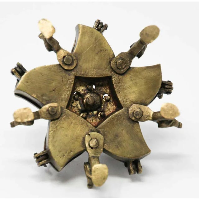 Metal Antique Hindu Brass Box With Peacocks and Elephants For Sale - Image 7 of 11