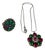 Vintage 925 Silver Daisy Pendant Necklace and Ring Set in Emerald, Ruby, and Zircon from Ignoto, 1970s, Set of 2 For Sale