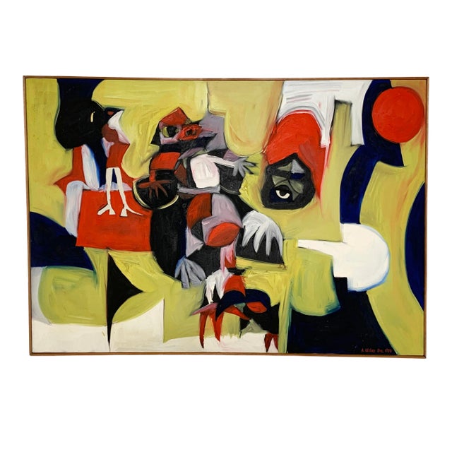 D. 1970 Expressionist Oil Painting by New York Artist Arnold Weber For Sale