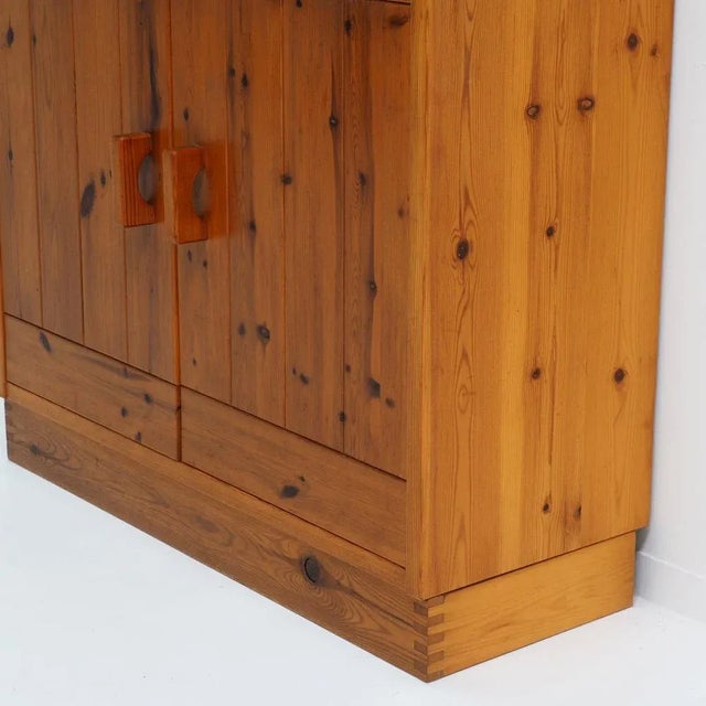 Goldenrod Scandinavian Pine Cabinet in the style of Charlotte Perriand, 1970s For Sale - Image 8 of 10