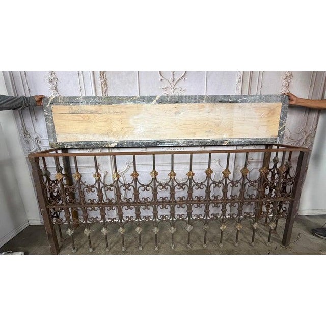 Pair of 19th Century Wrought Iron Consoles With Marble Tops For Sale - Image 16 of 18