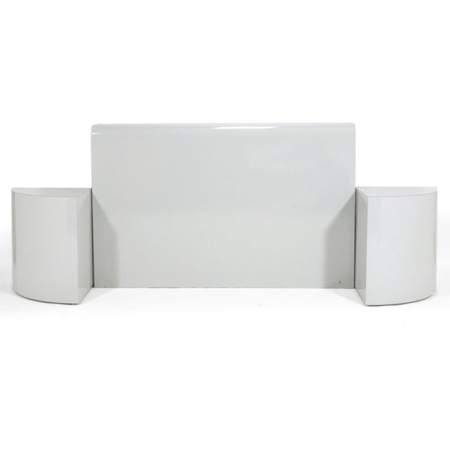 Dove Gray Gray Mica Queen Headboard & Nightstands For Sale - Image 8 of 8