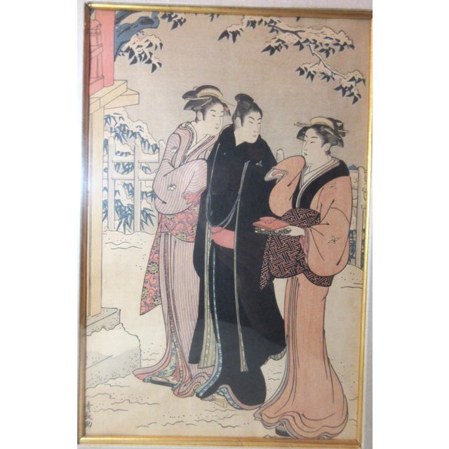 Up for sale is a wonderful antique Torii Kiyonaga Japanese woodblock print depicting Matsuchiyama after a Snowfall. This...