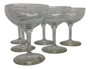 Mid-Century Libbey Hand Cut Champagne Glasses- - Set of6