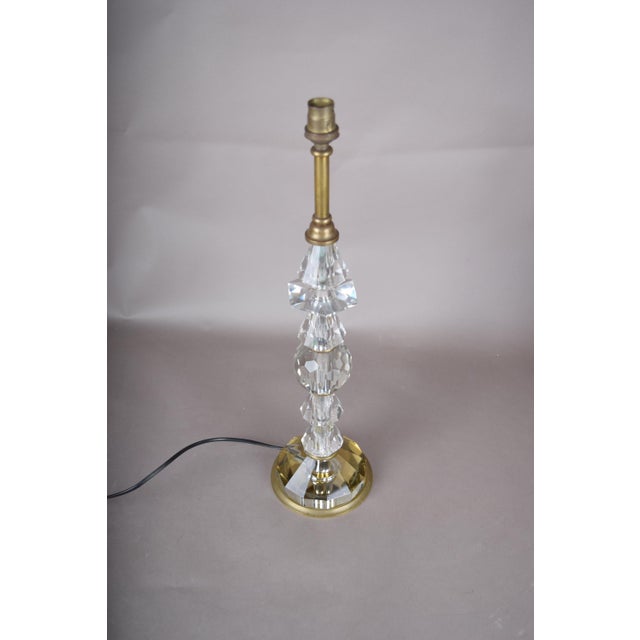 French Faceted Glass and Brass Column Table Lamp, 1950s For Sale - Image 10 of 10