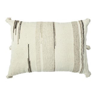 Beige Modern Boho Chic Style Wool and Cotton Pillow For Sale