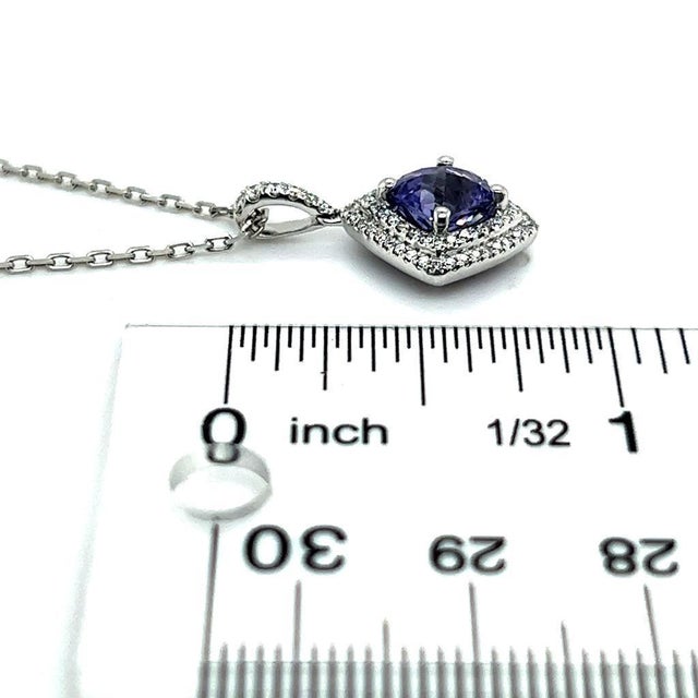 Diamond Sapphire Necklace 2.32 TCW 18k Gold Women Certified For Sale - Image 9 of 10