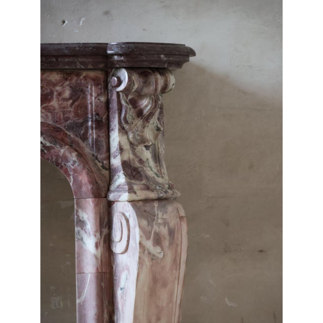 Antique Marble Trois Coquilles Fireplace in Violet de Villette For Sale - Image 6 of 18