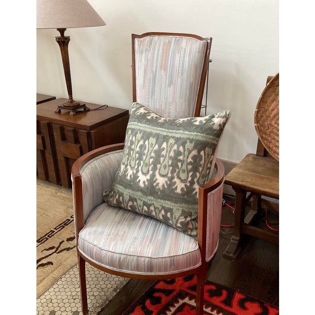 Ryan Home Sage Green Ikat Pillow For Sale In Raleigh - Image 6 of 7