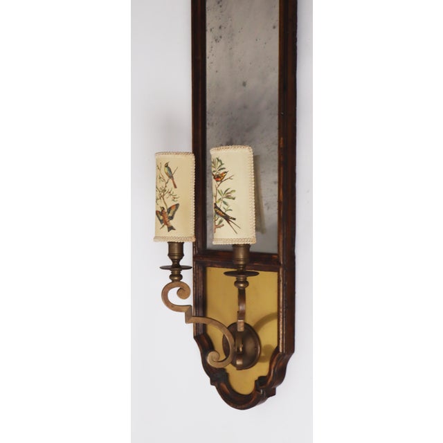 Italian Wall Lamp with Mirror Glass and Bird Lampshades, 1960 For Sale - Image 18 of 18