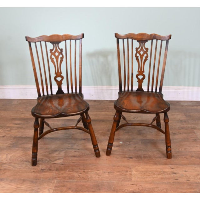Oak Refectory Table and Windsor Dining Chairs, Set of 9 For Sale - Image 4 of 15
