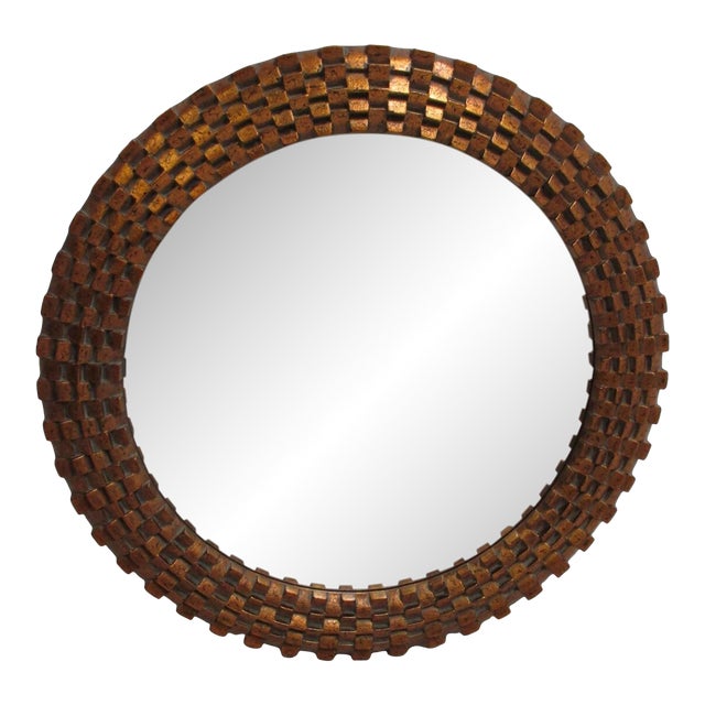 1980s Bombay Company Sunburst Madison Round Hanging Wall Mirror For Sale