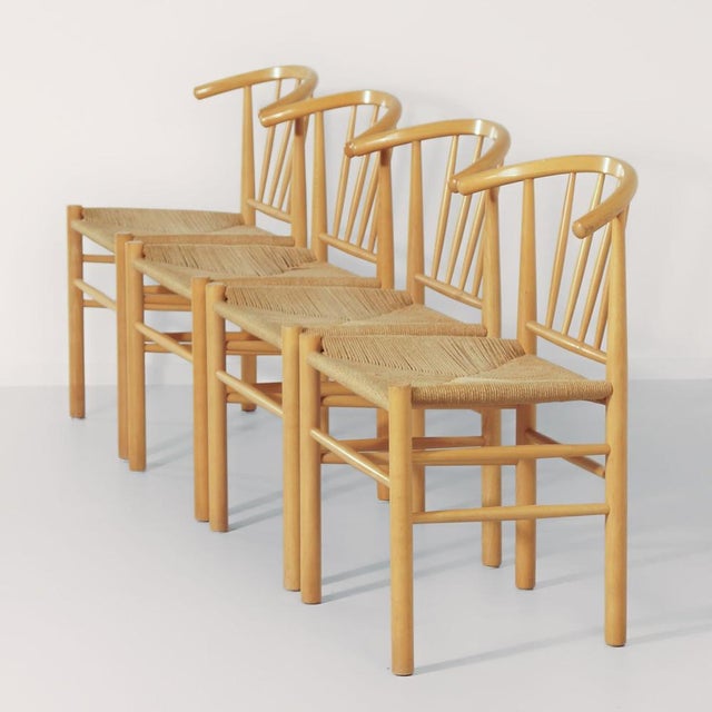 Set of four danish dining chairs model j-151, designed by erik ole jørgensen for fdb møbler, 1960s. These chairs are a...