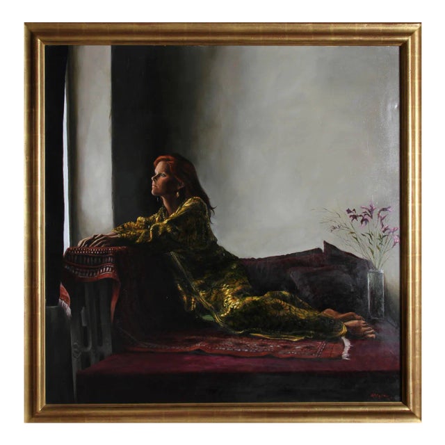 Harry McCormick, Woman in Yellow Dress, Oil on Canvas For Sale