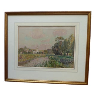 Henry Samuel Merritt, Riverside View, 1930s, Watercolour on Paper, Framed For Sale