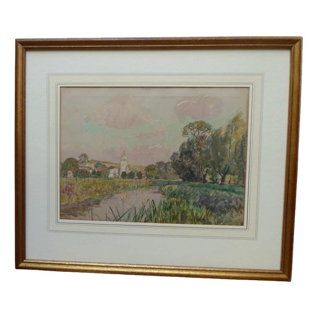 Henry Samuel Merritt, Riverside View, 1930s, Watercolour on Paper, Framed For Sale