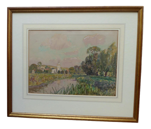 Henry Samuel Merritt, Riverside View, 1930s, Watercolour on Paper, Framed