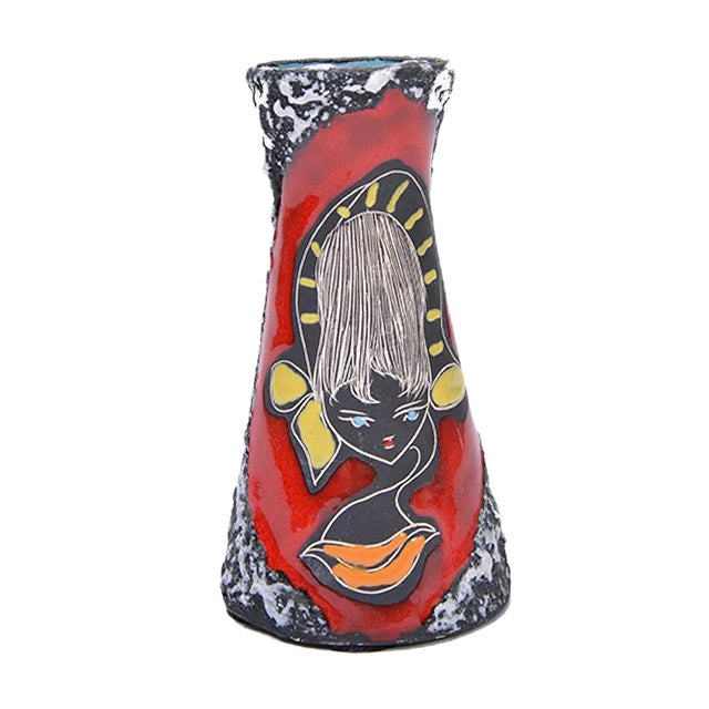 Small Mid-Century Fat Lava Vase, 1950s For Sale