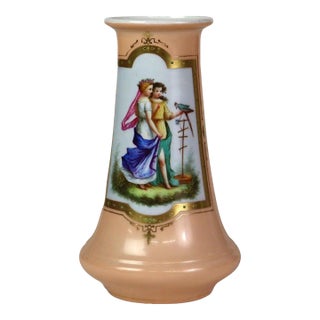 Antique Old Paris Porcelain Portrait Vase C1880 For Sale