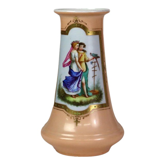 Antique Old Paris Porcelain Portrait Vase C1880 For Sale