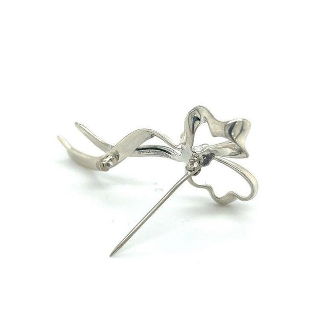 Metal 1990s Tiffany & Co Ribbon Brooch Pin Sterling Silver Estate For Sale - Image 7 of 8