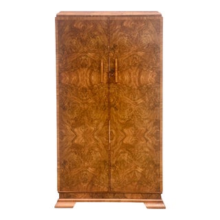 Vintage Deco Burl Wood Armoire For Sale