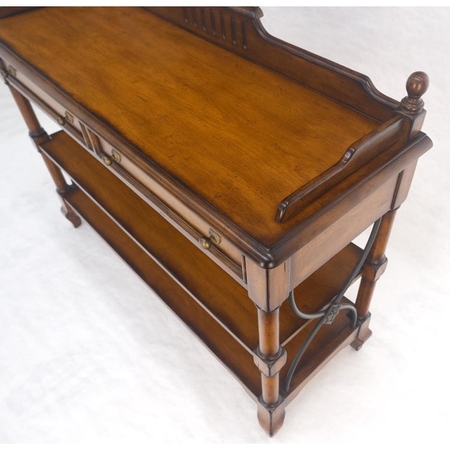 Liz Clairborne Spanish Colonial 2 Drawers 3 Tier Fruitwood Sideboard Server MINT For Sale - Image 9 of 18