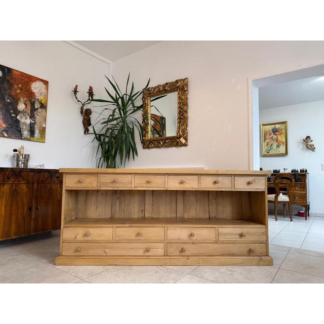 Rustic 12-Drawer Sideboard in Softwood For Sale - Image 14 of 14