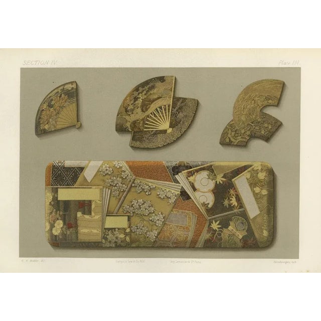 Lacquer and Inlay Fan Fragments, 1880s, Paper For Sale - Image 6 of 10