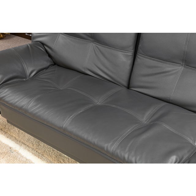 Contemporary Contemporary Modern Gray Leather and Chrome Frame Adjustable Sleeper Sofa Futon For Sale - Image 3 of 8