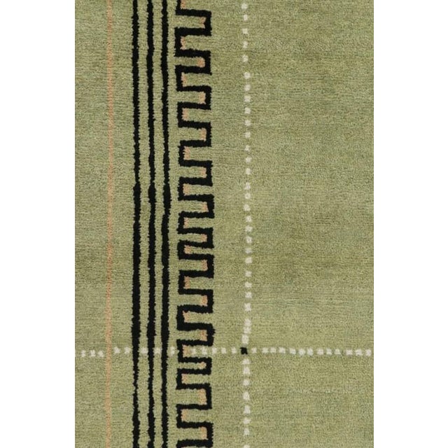 Rug & Kilim’s Art Deco Style Rug in Green With Black Geometric Patterns For Sale In New York - Image 6 of 8