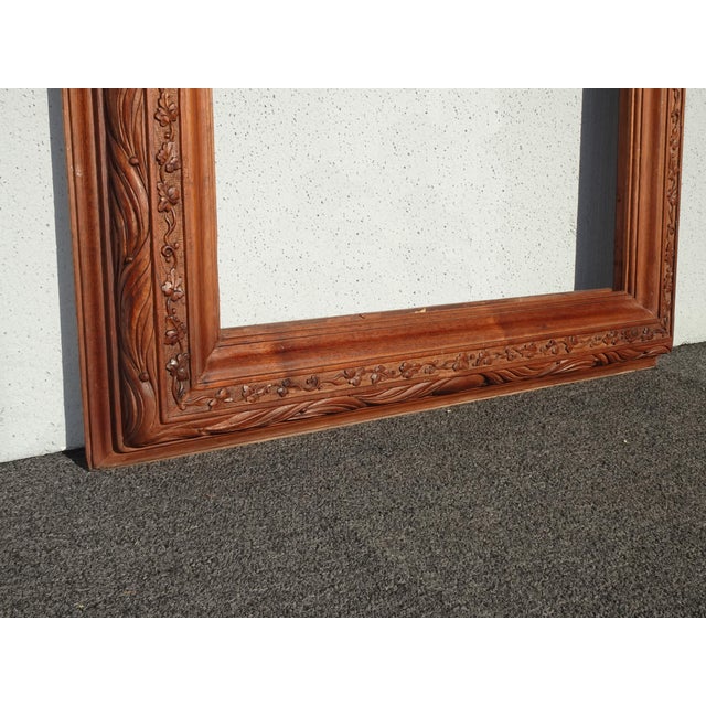 Vintage Solid Wood Brown Federal Style Picture Frame W an Eagle Motif For Sale In Los Angeles - Image 6 of 14