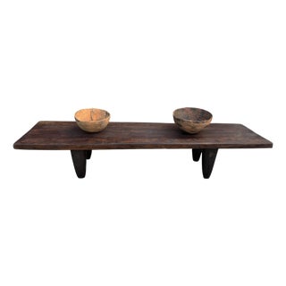 Vintage Large-Tribal-Wood-Senufo-Coffee-Table stool-74.5" W For Sale