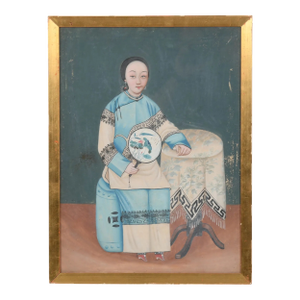 19th Century Chinese School Portrait of a Young Woman With Fan