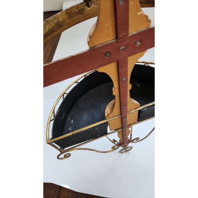 Vintage Black and Gold Toile Candelabra Wall Pocket Sconce, Wall Planter, Wall Sconce For Sale - Image 12 of 12