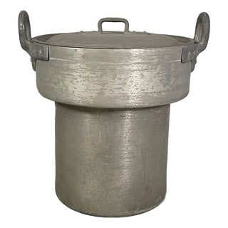 Italian Round Aluminum Pot with Lid, 1930s For Sale