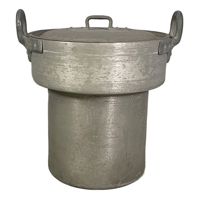 Italian Round Aluminum Pot with Lid, 1930s For Sale