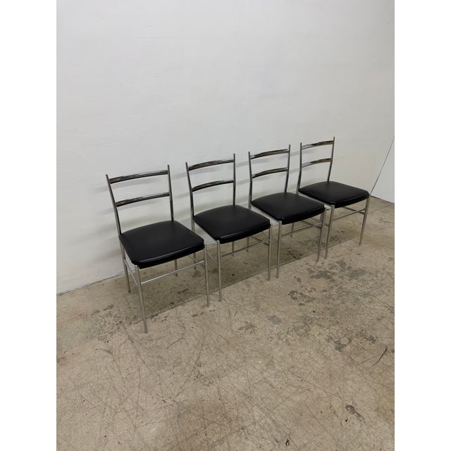 Otto Gerdau Chrome and Black Naugahyde Dining Chairs Circa 1960s - Set of Four For Sale - Image 4 of 18