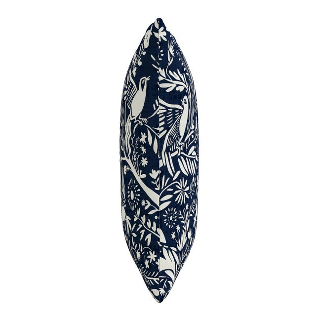 22" Outdoor Pillow - Polyester Insert in Suki Chinois Navy