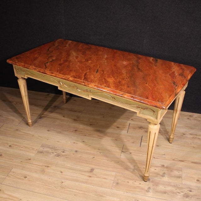 20th Century Louis XVI Lacquered and Painted Table, 1950s For Sale - Image 11 of 12