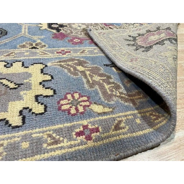 2020s 8x10 Blue Hand-Knotted Wool Floral Medallions Classic Traditional Carpet Rug For Sale - Image 5 of 6